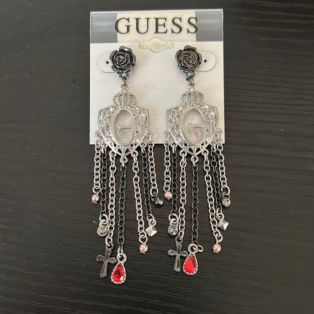 Guess rose and cross earrings